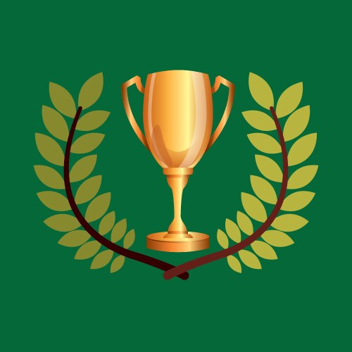 A gold trophy with the olympic logo on itfootball Stadium a gold award ...