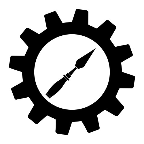 Simple of chisel icon in gear for app or web vektorbild
