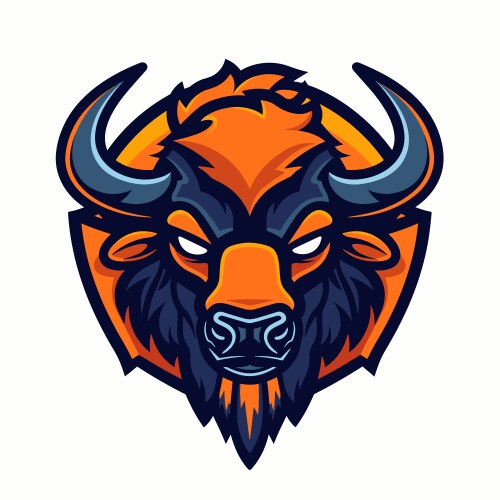 Esport logo bison buffalo icon sticker logotype Vector Image
