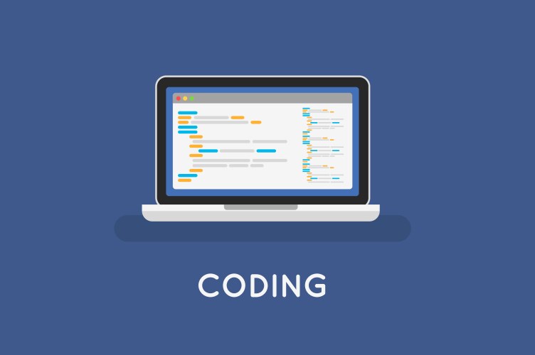 coding php or html on laptop programming vector image