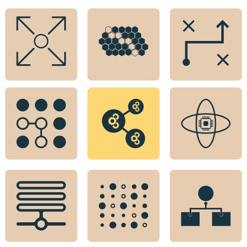 Learning icons set with database data structure vektorbild