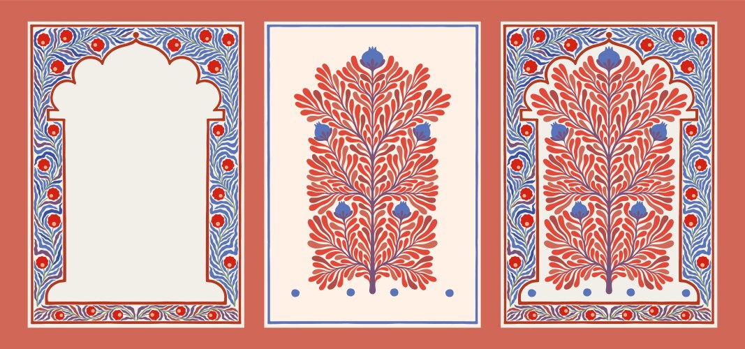 Mughal flowers indian floral motif turkish tree Vector Image