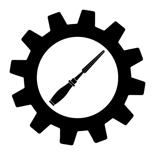 Simple of chisel icon in gear for app or web vektorbild