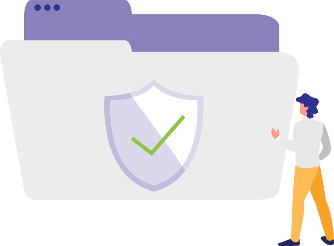 Man using folder document with shield vector image