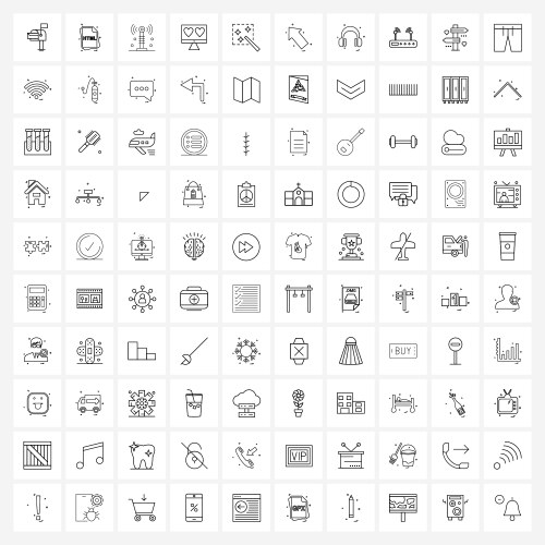 Set 100 simple line icons for web and print vector image