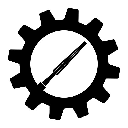 Simple of chisel icon in gear for app or web vektorbild