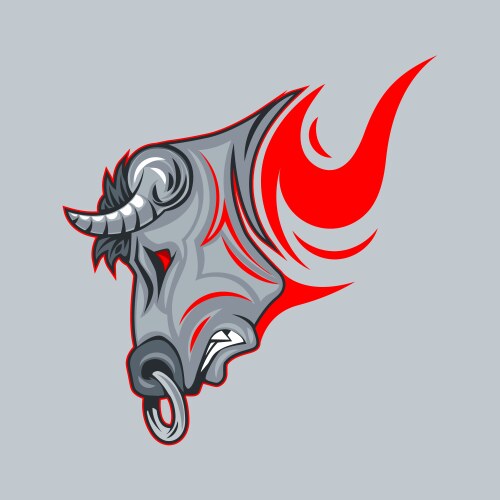 Dynamic bull preparing to attack logo on a gray vector image