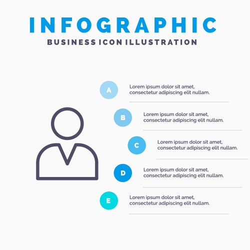 Administrator man user line icon with 5 steps vector image