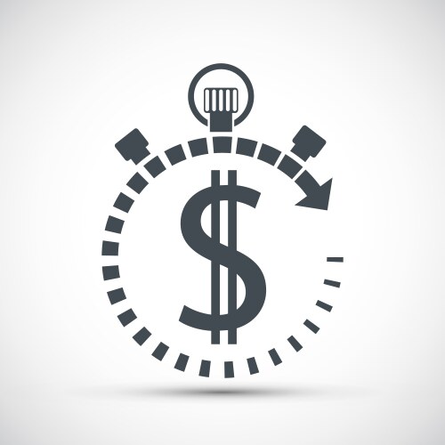 icon currency dollar sign in a stopwatch vector image