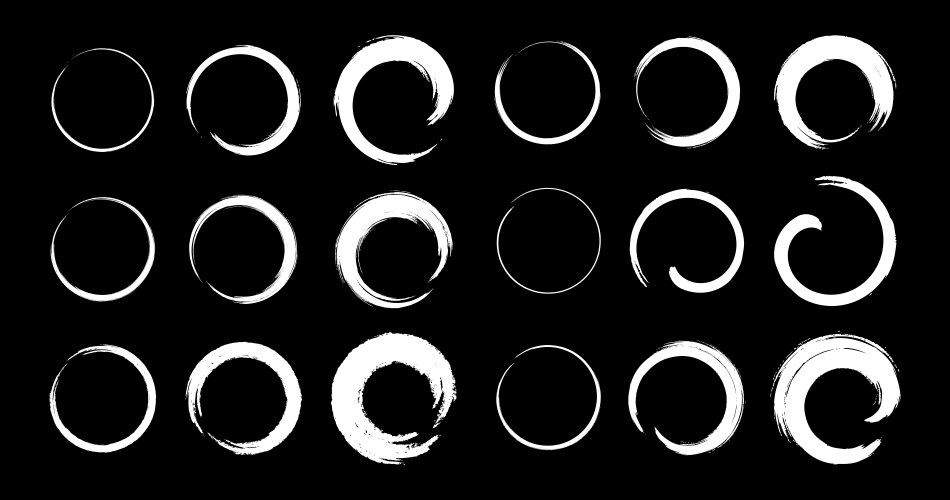 Hand drawn circle brush sketch set grunge doodles Vector Image