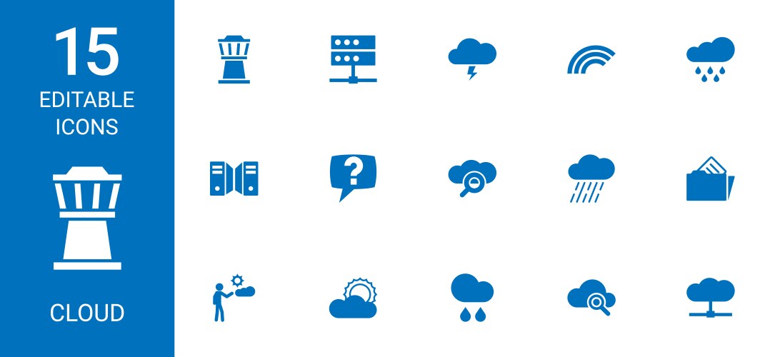 15 cloud icons vector image