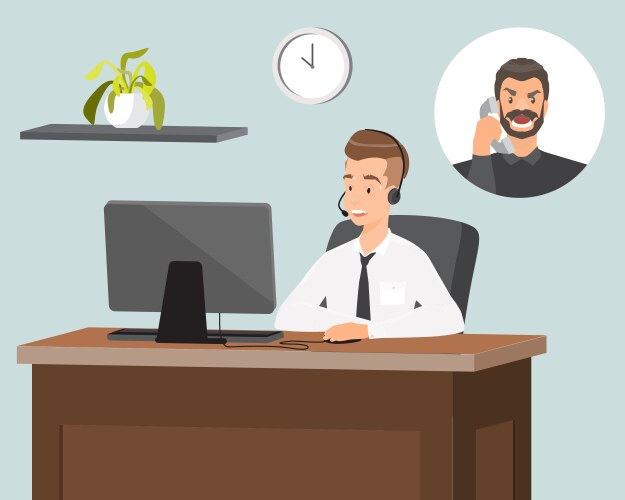 Remote customer service representative working Vector Image