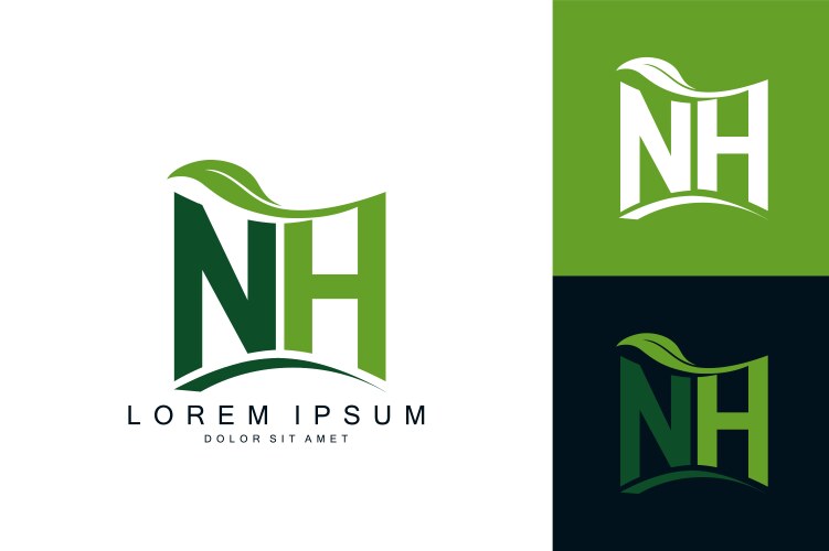 Nh monogram leaf logo natural organic premium Vector Image