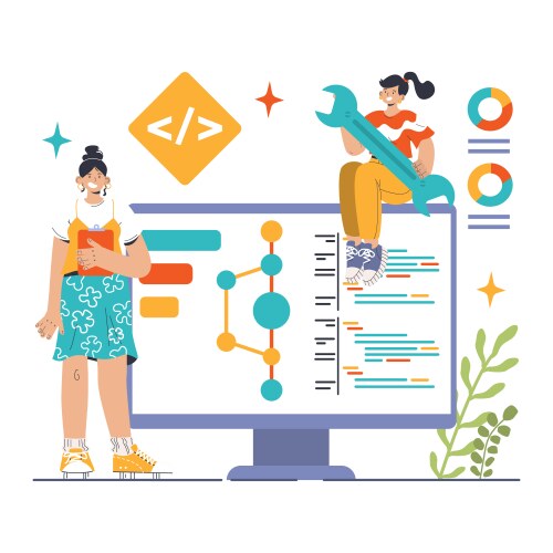 Open source software with code available for use vector image
