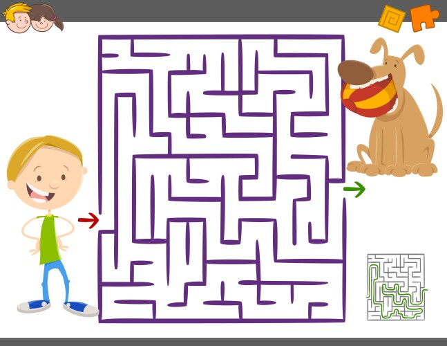 maze activity game for kids vector image vector image