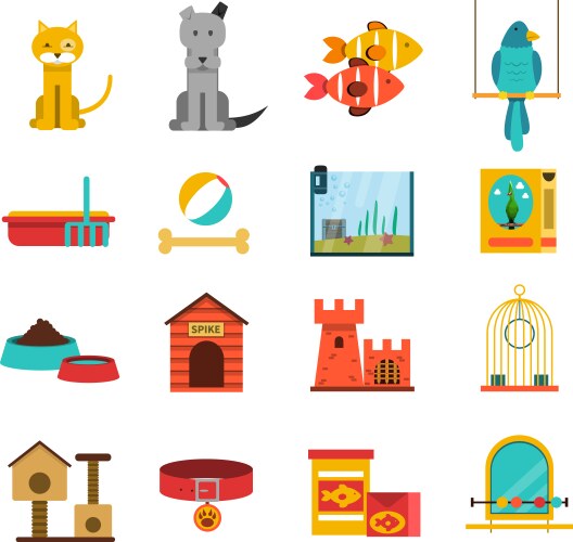Animal Pet Icons Set Vector Image