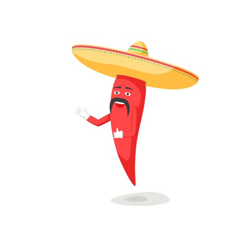 Chili characters with mustache in sombrero Vector Image