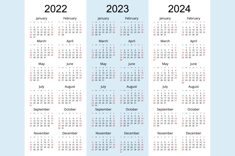 calendar planner 2022 2023 2024 corporate vector image