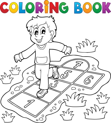 Coloring book kids play theme 4 Vector Image