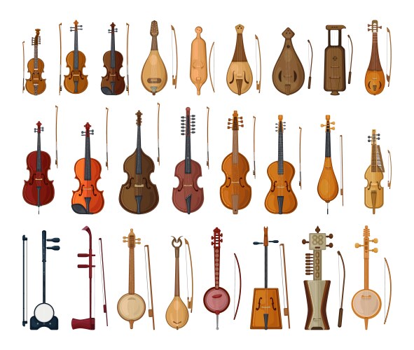 set of bowed string instruments vector