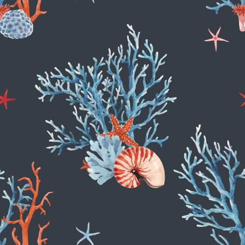 Seamless pattern with hand drawn coral reef Vector Image