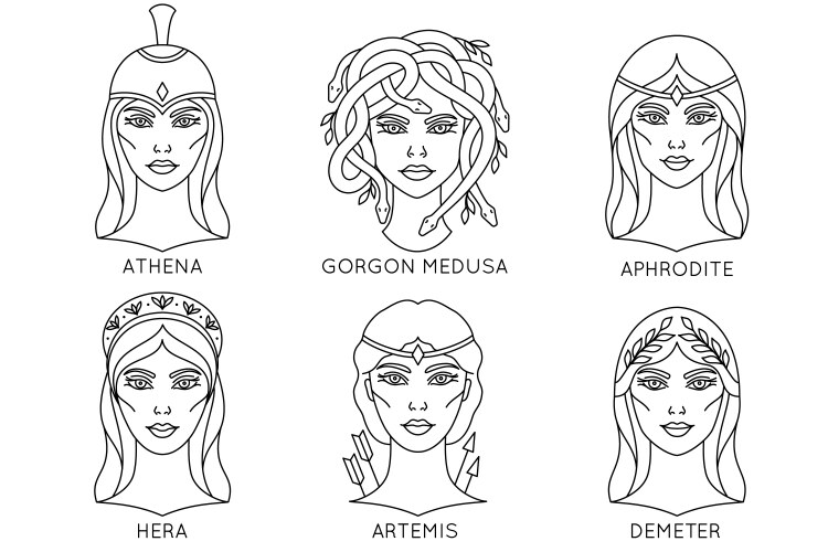 Collection of greek goddess Vector Image