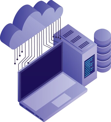 Cloud computing with teamwork and icon data server vector image