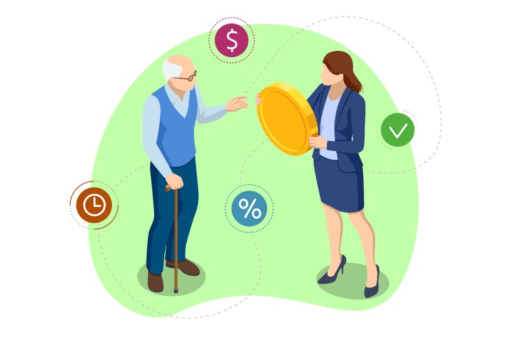 isometric retirement savings concept financial vector image