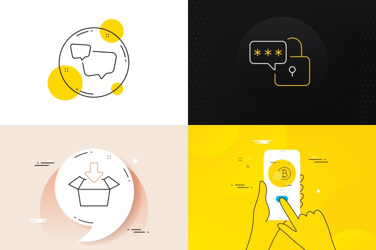Minimal set of speech bubble get box and refresh vector image
