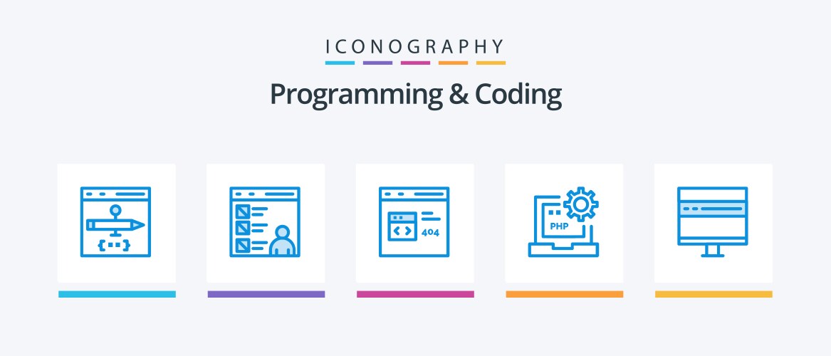 Programming and coding blue 5 icon pack including vektorbild