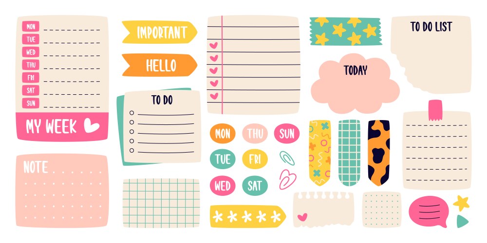 Various paper notes to-do list templates memory vector image