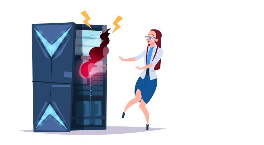 Data storage problem center with hosting servers vector image