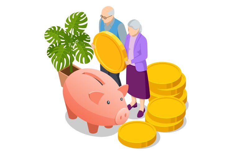 Isometric retirement savings concept financial vector image