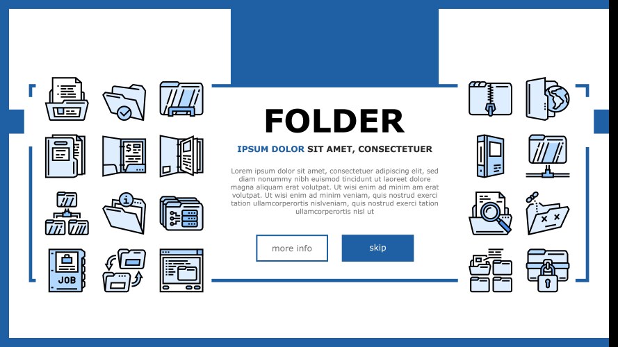 Folder paper business file empty landing header vektorbild