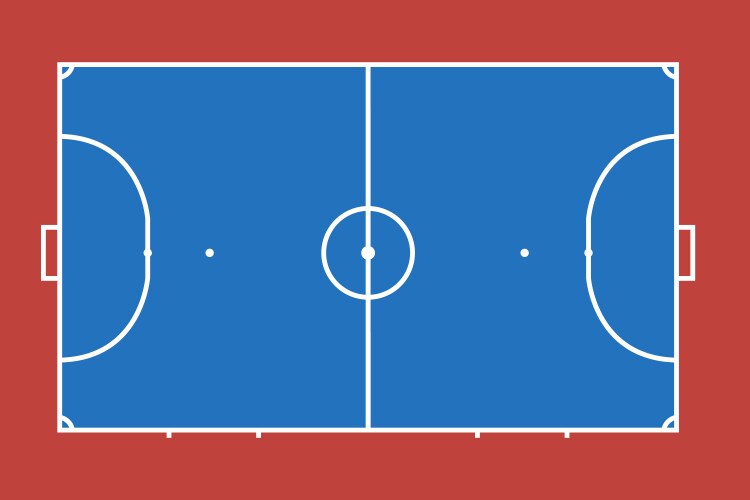 Futsal court standard dimensions coach table Vector Image