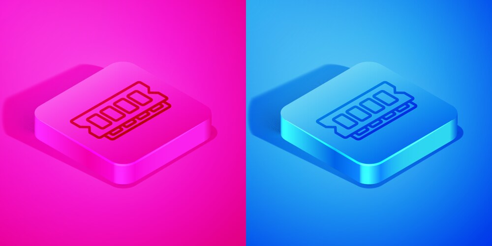 Isometric line ram random access memory icon vector image