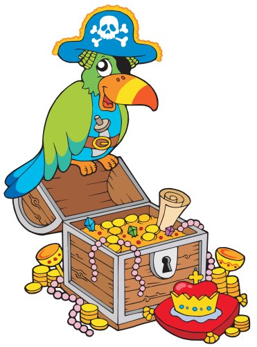 Big treasure chest with pirate parrot Vector Image