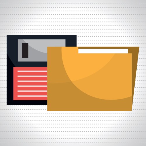 Floppy disk with folder isolated icon design vector image