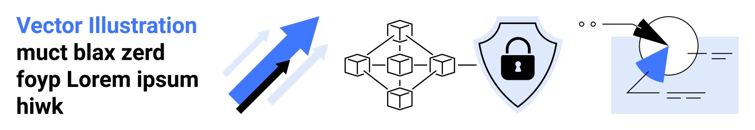Growth arrow blockchain network shield with lock vector image