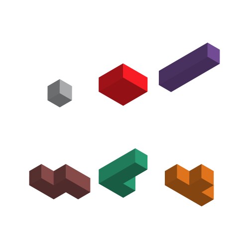 Set of color tetris isometric block puzzle vector image