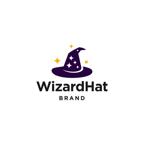 Wizard logo character design Royalty Free Vector Image