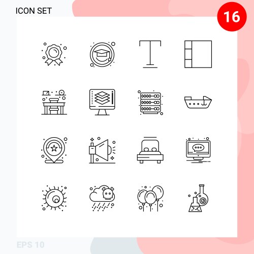 Set 16 outlines on grid for share programming vector image