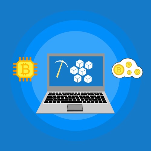 blockchain scheme mining crypto currency server vector image