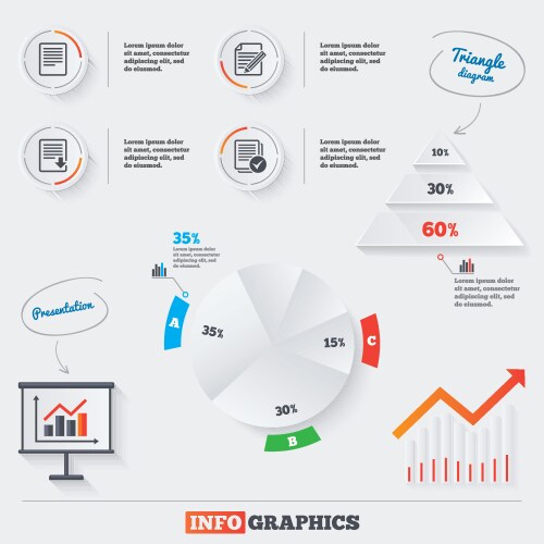 Document icons download file and checkbox vector image