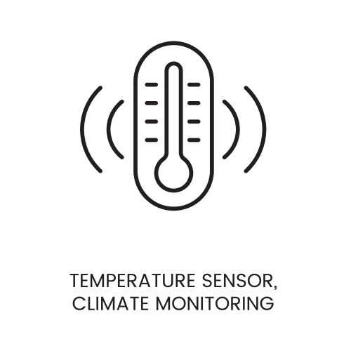 Temperature sensor icon with editable stroke vector image