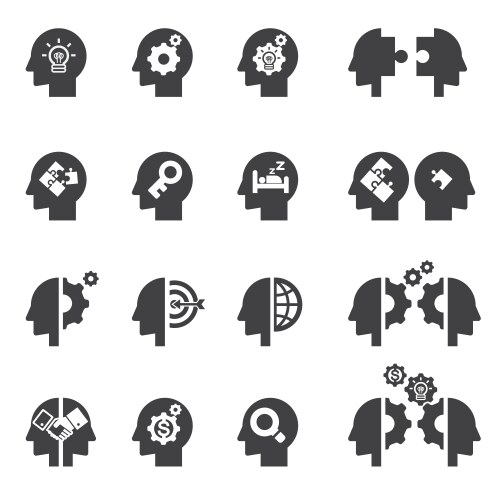 Thinking head icons Royalty Free Vector Image - VectorStock
