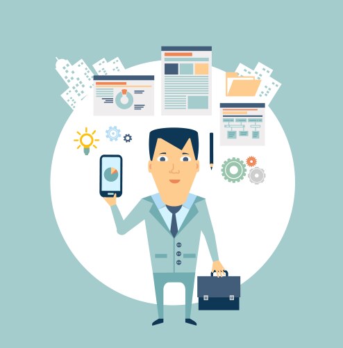 Programmer works with programs vector image