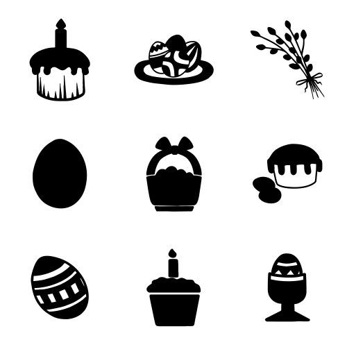 Easter icons set of flat symbols Royalty Free Vector Image
