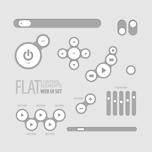 Flat web ui elements design gray vector image