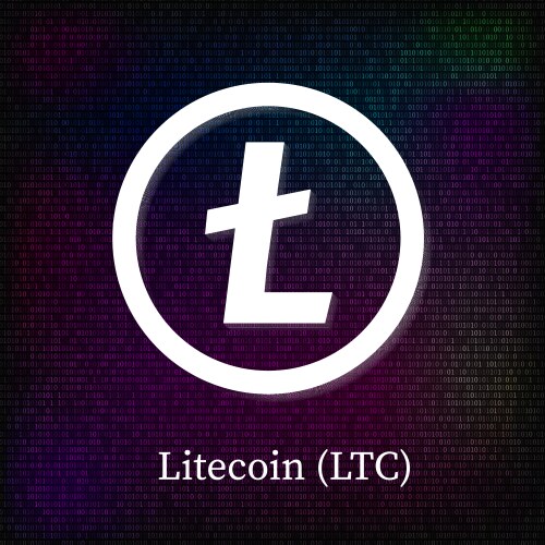 Litecoin symbol on dark binary code background vector image